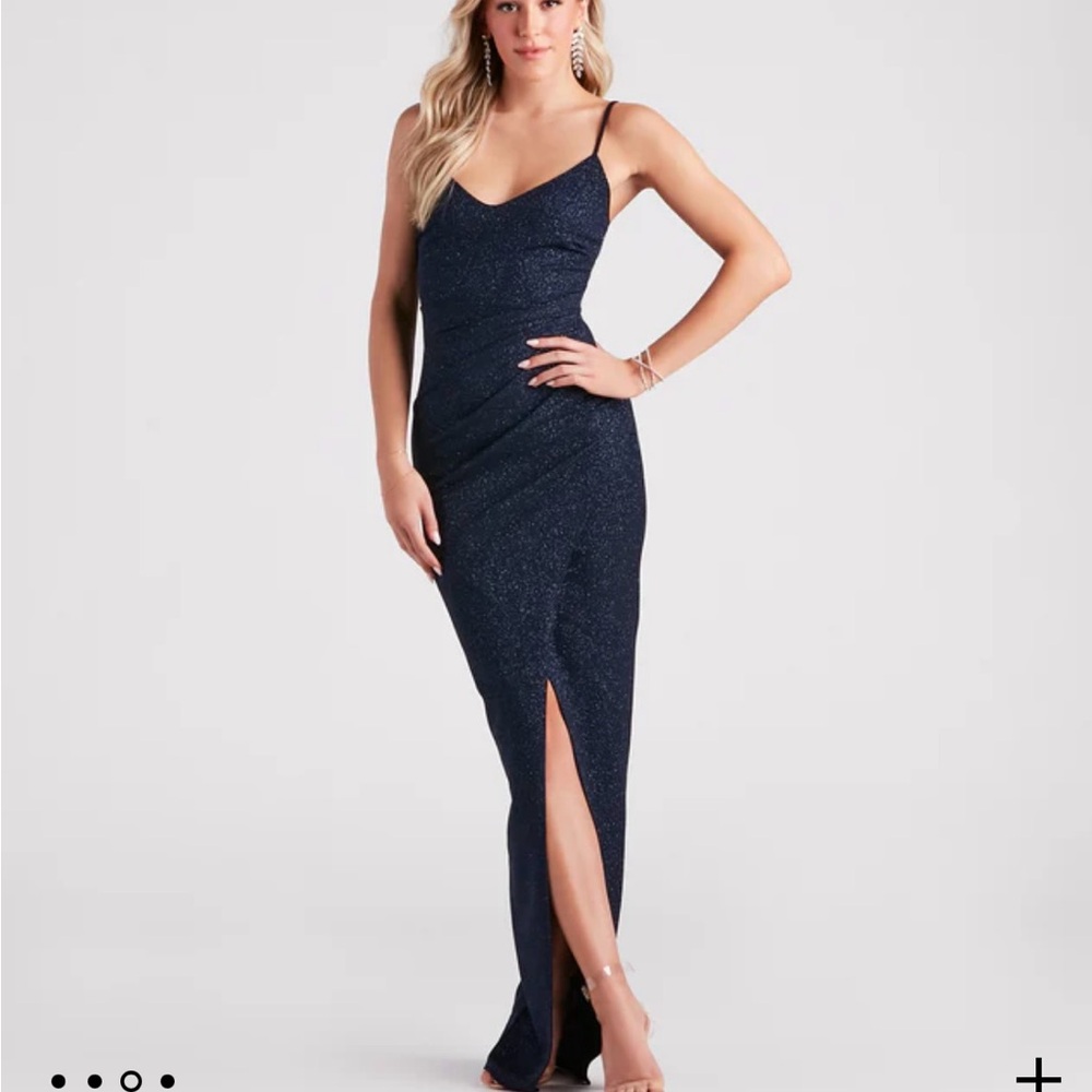 NWT Windsor Kalyn formal glitter faux wrap long dress size S